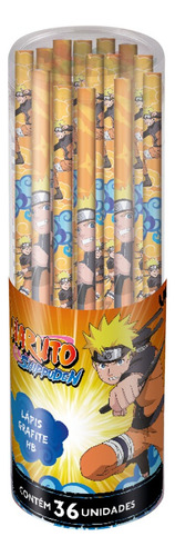 Lápis Grafite Preto Naruto Shippuden Pote Com 36 Un Tris