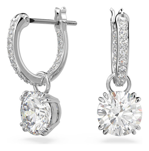 Aretes Constella Redonda Blancos Bano Rodio
