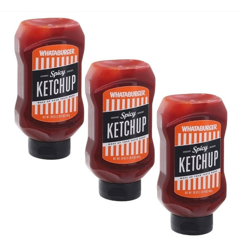 3x Whataburger Spicy Ketchup / Catsup Salsa Tomate 3 De 567g