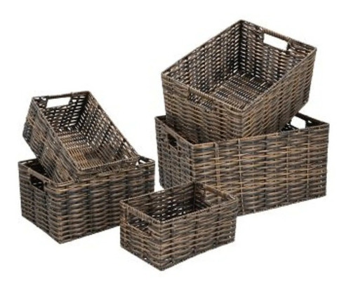 Cestas Canastos Organizador De Rattan Sintético (set X 4)