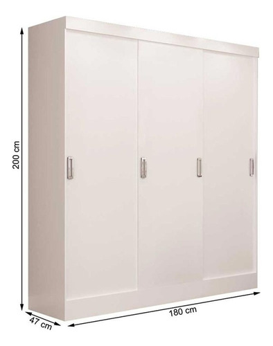 Guarda-roupa Casal 3 Portas De Correr 100% Mdf Em. 4227-1 Cor Branco