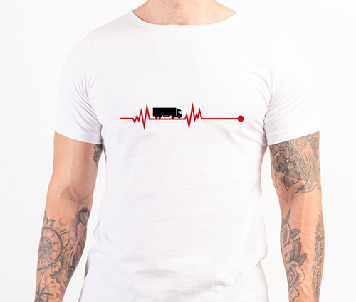 Imagem 4 de 6 de Camiseta Para Caminhoneiro - Batimento Coração Caminhão