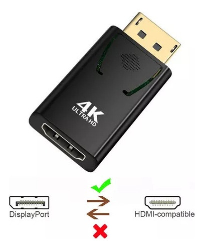 Adaptador Displayport A Hdmi Macho A Hembra 4k Full Hd
