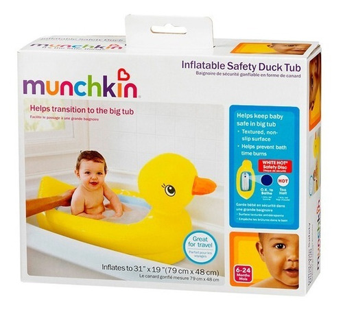 Imagen 5 de 10 de Bañera Para Bebe Munchkin Inflable Pato White Hot