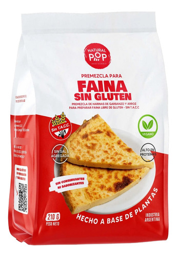 Premezcla Faina Vegano Sin Tacc Sin Sal Natural Pop 210gr