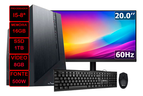 Pc Completo Designer Intel I5-8a 16gb Ssd 1tb Vídeo 8gb 500w