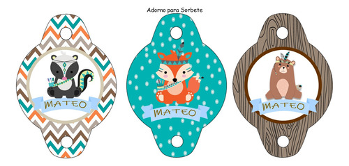Kit Imprimible Candybar Animales Bosque Tribal Personalizado