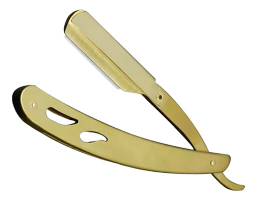 1 Navalha Navalhete Inox Barbeiro Barba Cabelo Bigode Salão Cor Dourado