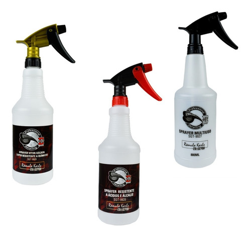 Kit Com 3 Borrifadores Sprayer Sigma Uso Geral E Químico