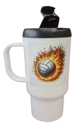 Jarro Termico Pelota Voley Llamas Fuego Deporte M2