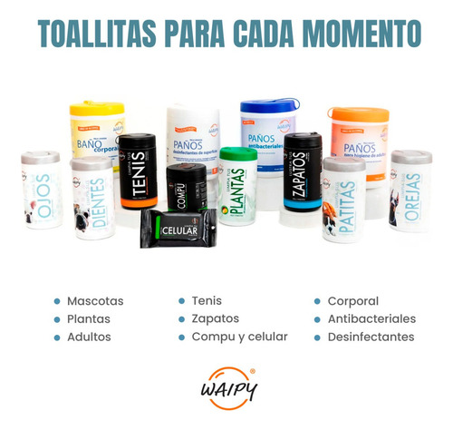 Toallitas Humedas Para Mascota Pack X2 Patitas Dientes Waipy