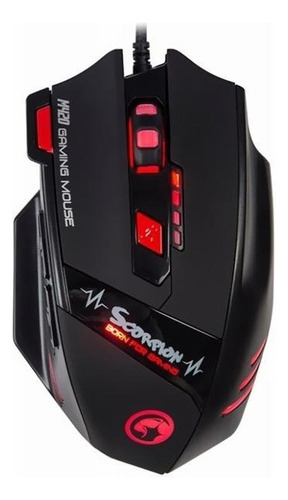 Mouse Marvo Gamer M420 Wired 7 Botões 3200 Dpi Led 4 Cores Cor Preto