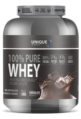 100% Pure Whey 1800g - Unique Nutrition Sabor Chocolate