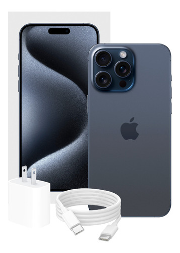 Apple iPhone 15 Pro Max 1 Tb Titanio Azul Esim Con Caja Original Y Batería 100% (Reacondicionado)