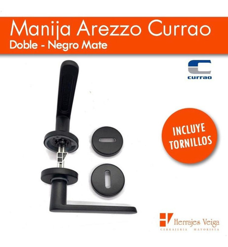 Manija Arezzo Doble Aluminio Negro Mate Puerta Nova