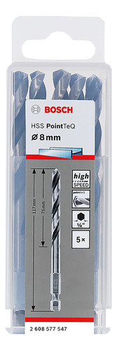 Brocas Mechas Hss Pointteq Ø 8 Mm Bosch Hexagonal X 5 Uds