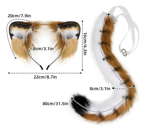 Conjunto De Orejas Y, Diadema De Tigre, Aro Para El Pelo,