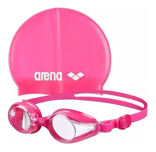 Goggle Y Gorro Para Niños 6 A 12 Años Arena Natación Set Color Rosa