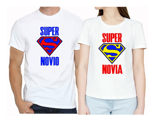 Pack 2 Poleras San Valentin Dia Del Amor Diseño Super Novios