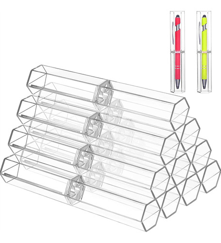 10 Cajas De Bolígrafos Acrílicos, Transparente, Con Forma De