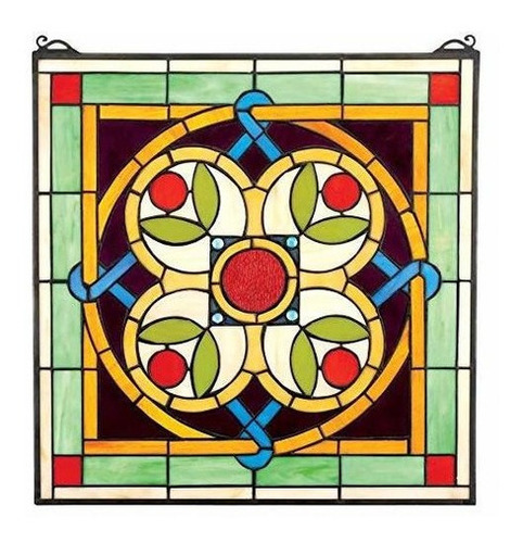 Diseño Toscano Celta Floral Quatrefoil Vidriera