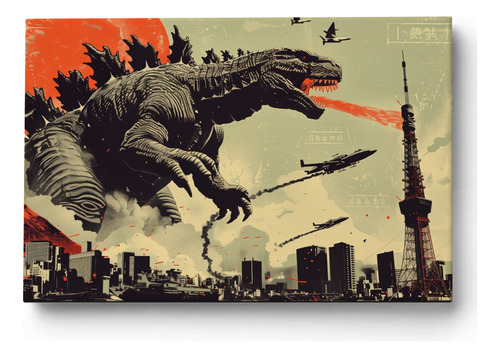 Cuadro Godzilla Art Vs Medidas Impreso En Lienzo Canvas Godzilla Art 70x50