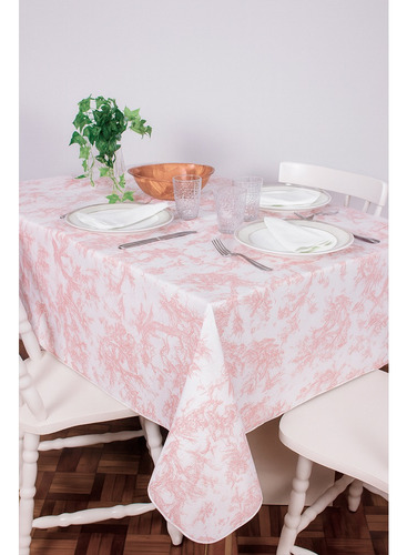 Toalha Mesa Quadrada Em Jacquard Toile De Jouy 2,5m X 2,5m