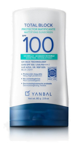 Bloqueador Solar Total Block Mate Spf100 Matificante Yanbal