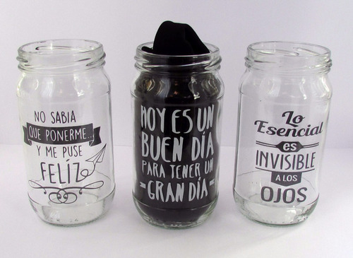 Souvenirs Frasco Vaso Vidrio Decorado Frase Serigrafia