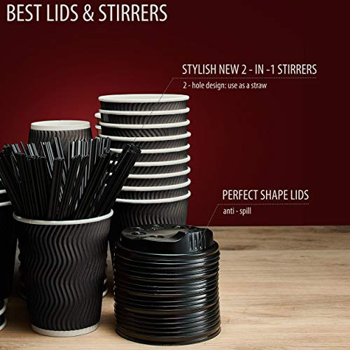 Vasos De Café Desechables Aislados Tapas Y De 12 Oz,...