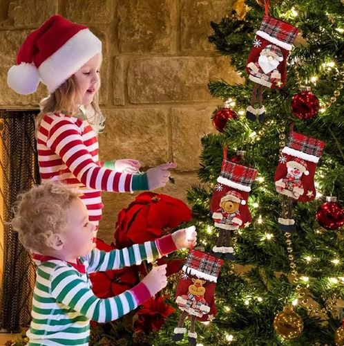 4 Botas Adorno Colgante Arbol Navidad Santa Reno Piernas Lar