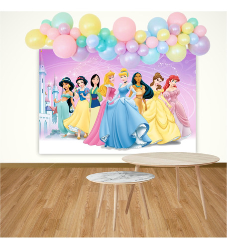 Banner Fondo Deco Candy Bar Cumpleaños Princesas 1.5x1 M