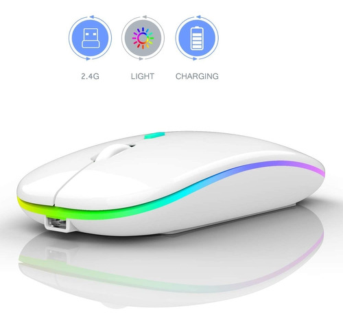 Mouse Wireless Recarregável Led Rgb 2.4 Ghz Sem Fio Barato