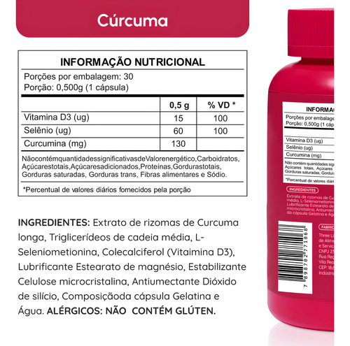Açafrão Da Terra Em Cápsulas Tcm Selênio Vit D3 Vhita Sabor Sem sabor