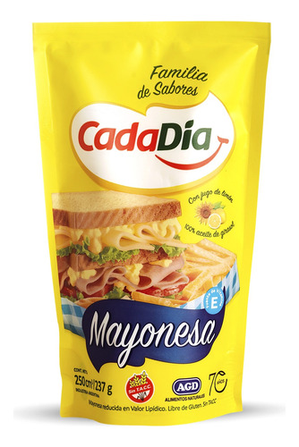 Mayonesa Cada Día Liviana sin TACC en doypack 250 ml