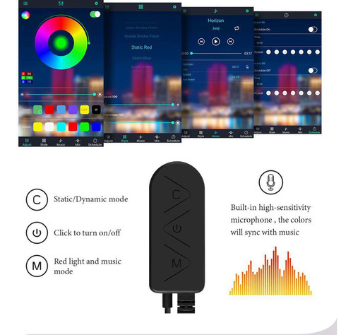 Kit De Luz Ambiental Rgb Led Atmosphere App Music Control -f