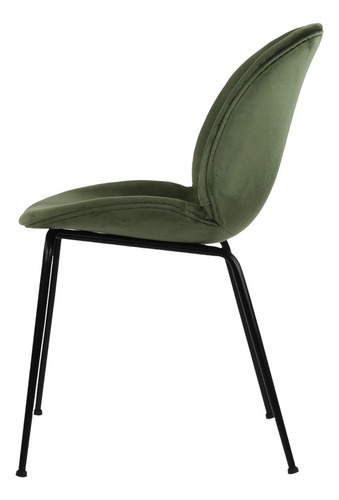 Silla De Comedor Tapizada En Terciopelo Moderna Set De 4 Estructura De La Silla Verde Oscuro Asiento Verde Oscuro