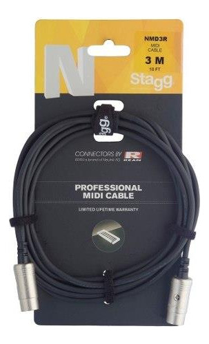 Stagg Cable Midi 3 Metros Nmd3r Profesional Musicapilar