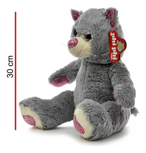 Peluche Gato Sentado 30cm Ojos Tiernos Cariñoso Phi Phi Toys