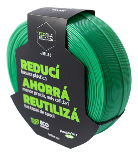 Filamento Hellbot Ecofila Recarga Pla 1,75mm 1kg V2 Color Verde