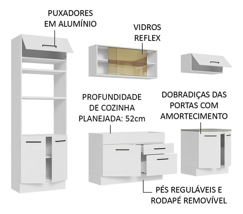 Cocina Integral Agata Madesa 270003 270cm color blanco