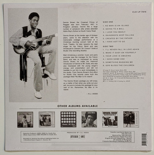 Vinil Lp Dennis Brown No Man Is An Island - 2024 Reggae Imp. Estandar (Usado)