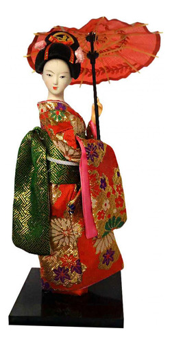 Elegante Muñeca Geisha Con Kimono Tradicional Estilo D