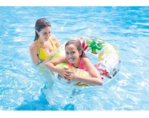 Inflable Salvavidas Estampado Hojas Y Palmas Coloridas