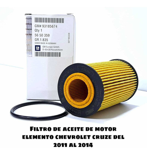 Filtro De Aceite Chevrolet Cruze Elemento