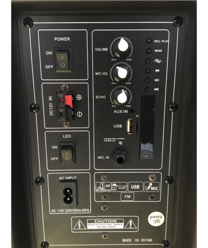 Parlante Kanji Acid Plus 400w Usb Bt Sd Led Micrófono Ruedas
