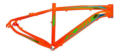 Quadro Ksw Rider Aro 24 100% Alumínio 6061 T4+t6 Infantil Cor LARANJA NEON COM VERDE VBRILHO