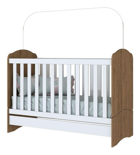 Berço Henn Mini Cama Bala De Menta I02 Rustico Com Branco