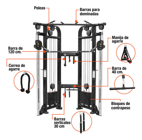 Maquina Crossover Gym Multifuncional Altera Peso Integrado