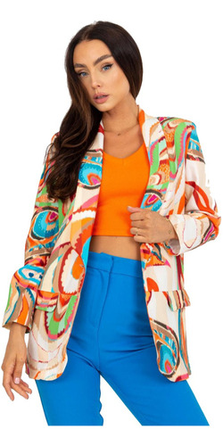 Saco Blazer Mujer Casual Moda Estampados De Color Cárdigan